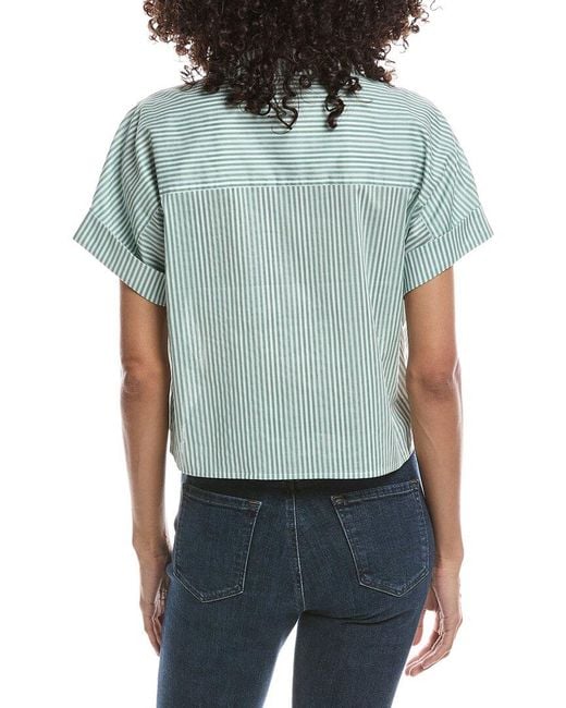 Bernardo Blue Shirred Popover