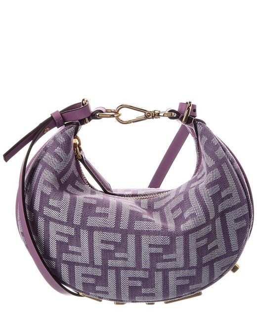 Fendi Purple Graphy Mini Denim Hobo Bag