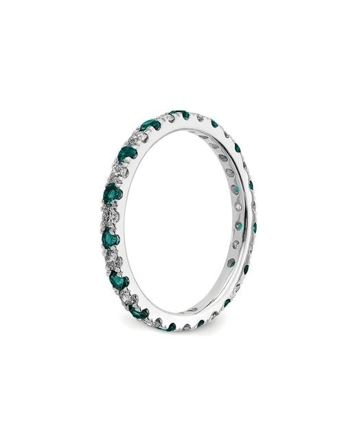 Lab Grown Gemstones White 14K 1.15 Ct. Tw. Lab-Grown Diamond & Lab-Grown Alexandrite Eternity Ring