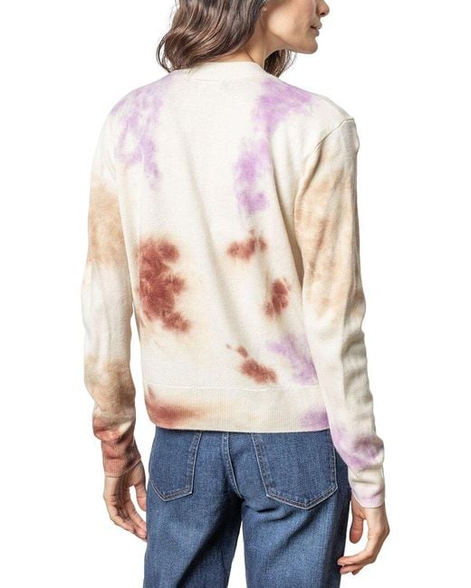 Lilla P Blue Tie-Dyed Cardigan Wool & Cashmere-Blend Sweater