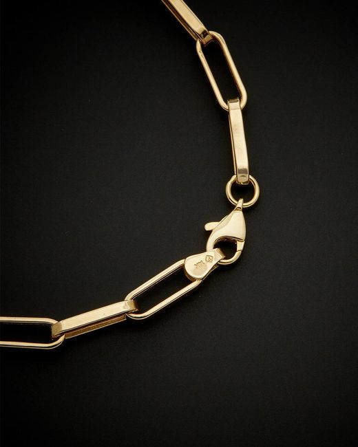 Italian Gold Black 14k Polished Paperclip Chain Bracelet