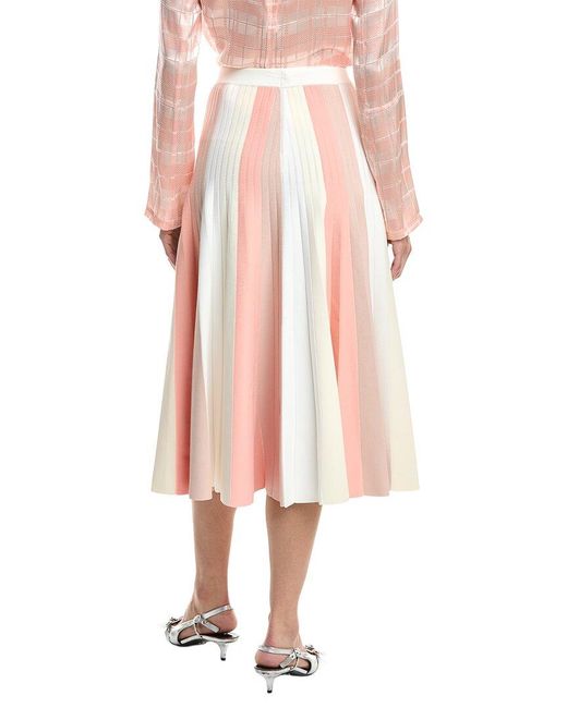 3.1 Phillip Lim Pink Colorblock Stripe Ribbed Pleated Midi Skirt
