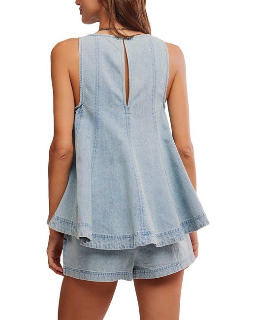 Free People Blue 2Pc Cassius Relaxed Fit Top & Short Set