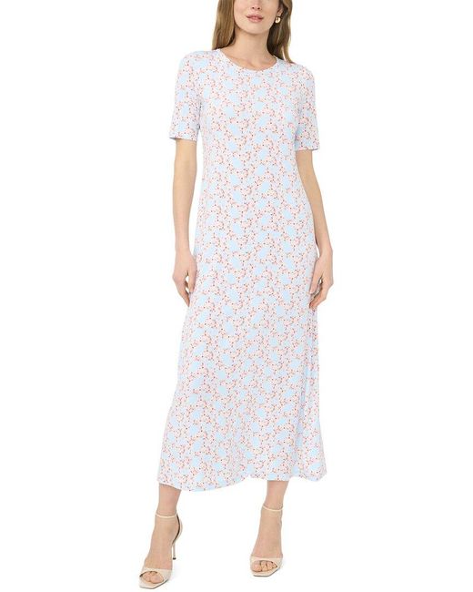 Vince Camuto White 3/4 Sleeve Crewneck Maxi Dress