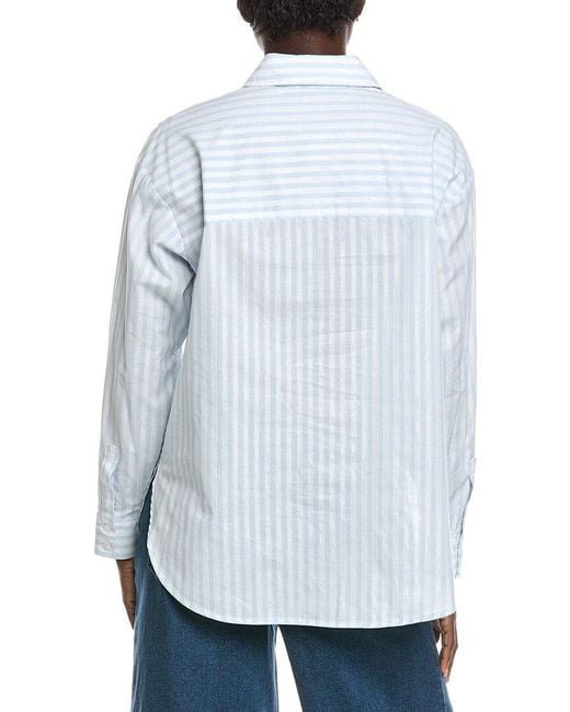 Anne Klein White Metallic Stripe Shirt