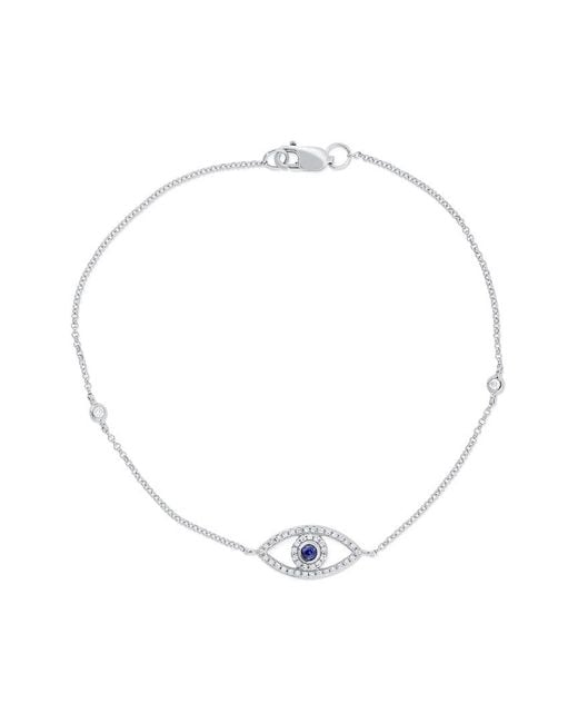 Sabrina Designs White 14k 0.18 Ct. Tw. Diamond & Sapphire Evil Eye Bracelet