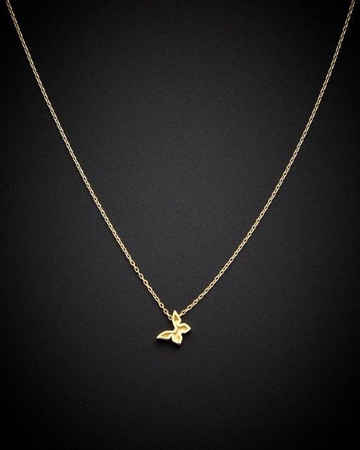 Italian Gold Black 14k Dainty Butterfly Pendant Necklace