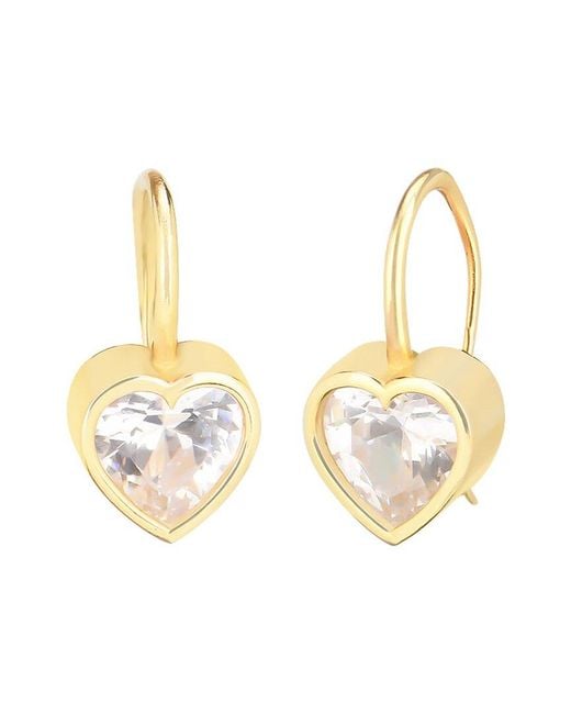 Gabi Rielle Metallic Shining Moment 14k Over Silver Cz Glistening Heart Drop Earrings
