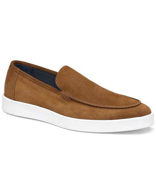 Johnston & Murphy Brown Bolivar Venetian Suede Shoe for men