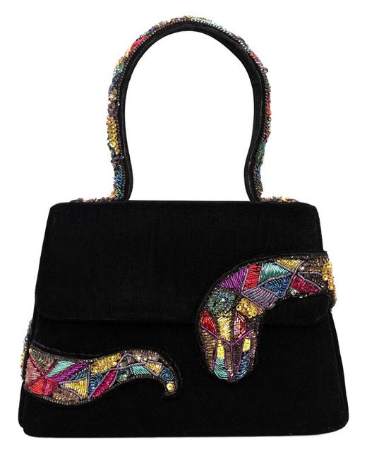 Simitri Black Velvet Trapezium Bag