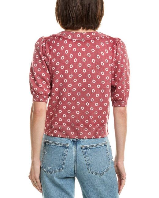 Free People Red Isla Pattern Wool & Cashmere-Blend Cardigan