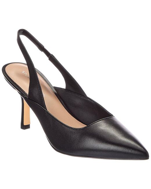 Stuart Weitzman Blue Zuri 75 Leather Slingback Pump