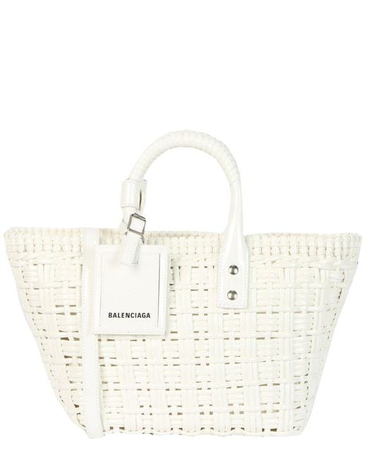 Balenciaga White Bistro Xs Basket Top Handle Bag