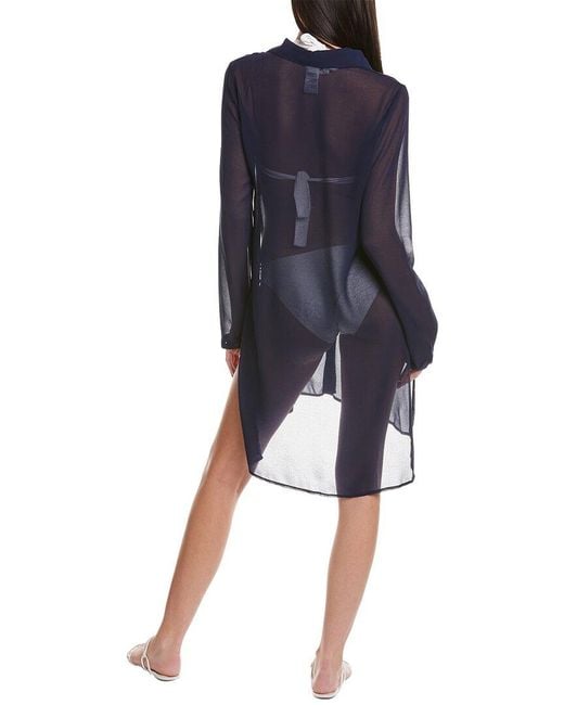 Carmen Marc Valvo Blue Cover-up Shirt