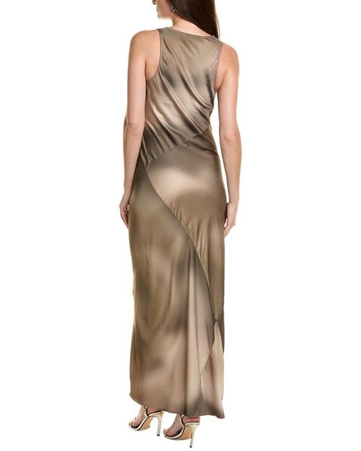 Rag & Bone Brown Daisy Printed Satin Maxi Dress