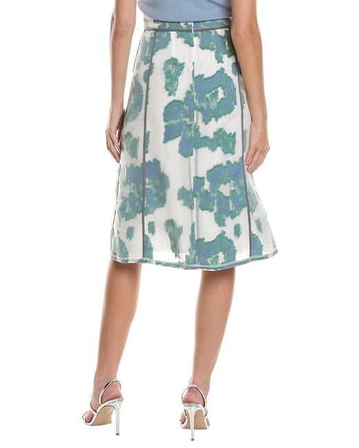 3.1 Phillip Lim Blue Fil Coupe Abstract Daisy Silk-blend Midi Skirt