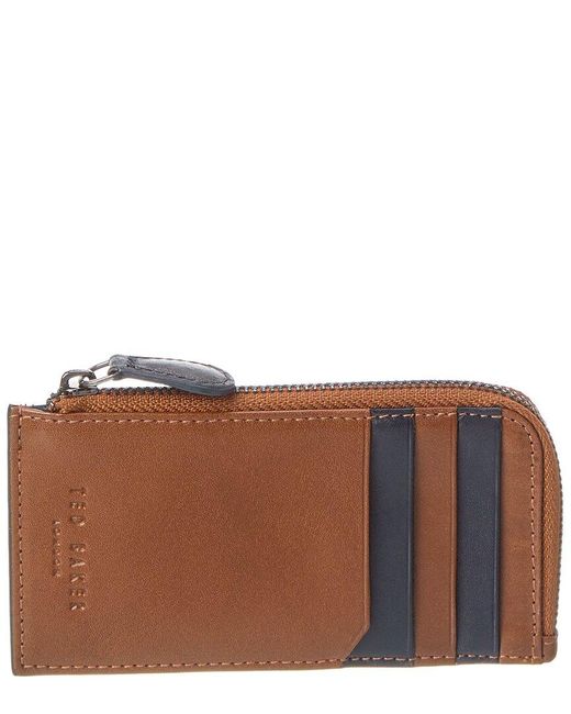 Ted Baker Brown Nanns Contrast Detail Leather Zip Around Card Case