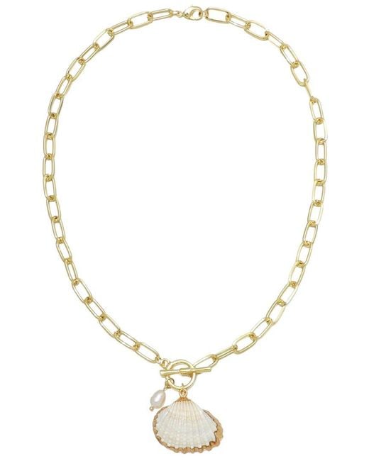 Adornia Metallic 14K Plated 6-8Mm Pearl Shell Toggle Necklace