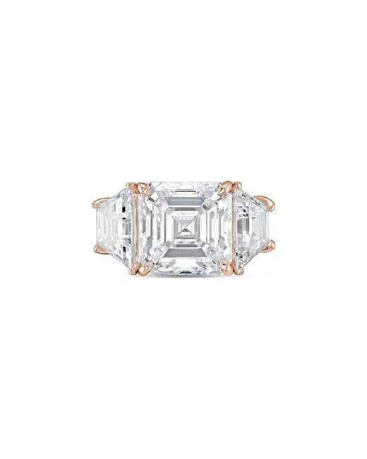 Diana M White Diana M. 18K Rose 16.50 Ct. Tw. Lab-Grown Diamond Three-Stone Ring