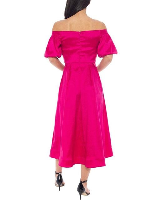 Marina Pink Puff Sleeves Midi Dress