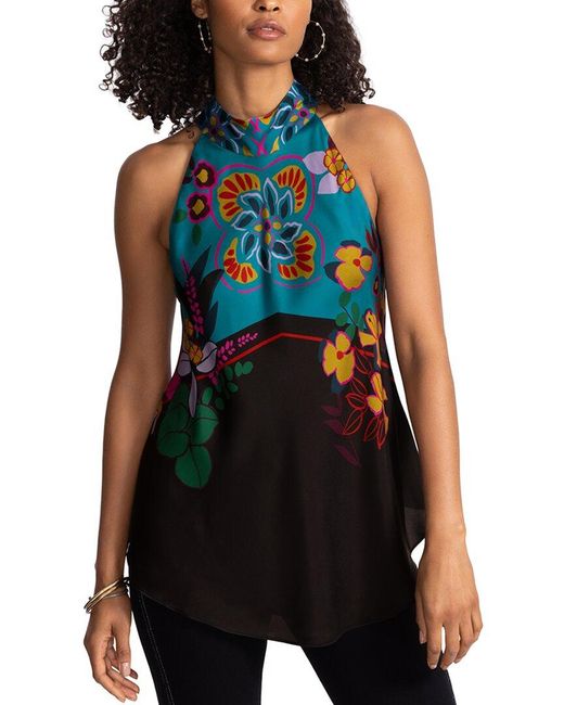Johnny Was Black Devi Silk-Blend Blouse