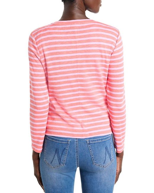 NIC+ZOE Red Striped Snap Front Cardigan