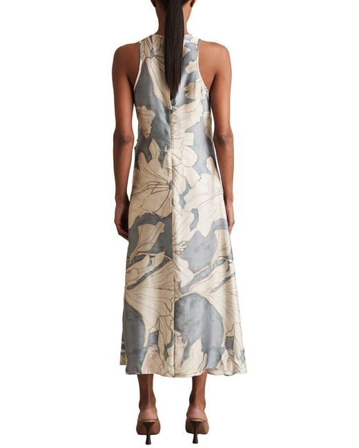 Reiss Natural Mieke Drape Printed Gown