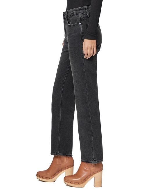 PAIGE Blue Noella Faded Shadow W Torn Up Hem High Rise Relaxed Straight Leg Jean
