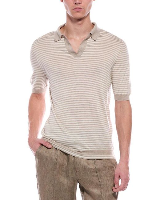 Isaia White Cashmere & Silk-Blend Polo Shirt for men