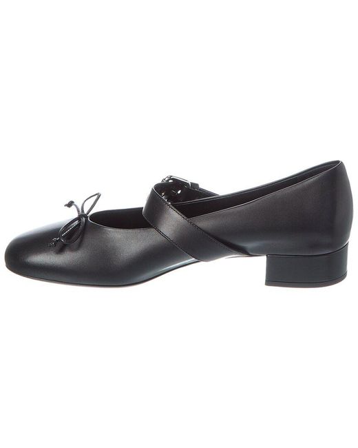 Miu Miu Black Logo Leather Flat