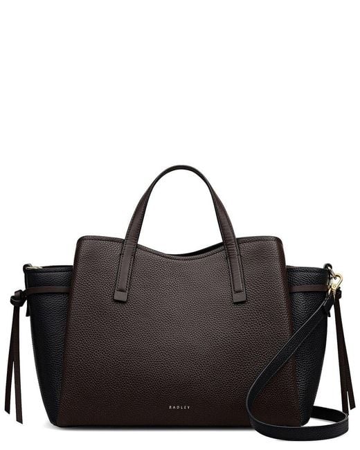 Radley Black Blake Gardens Colourblock Large Ziptop Grab Leather Tote