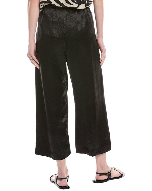 Enza Costa Black Hammered Satin Ankle Pant