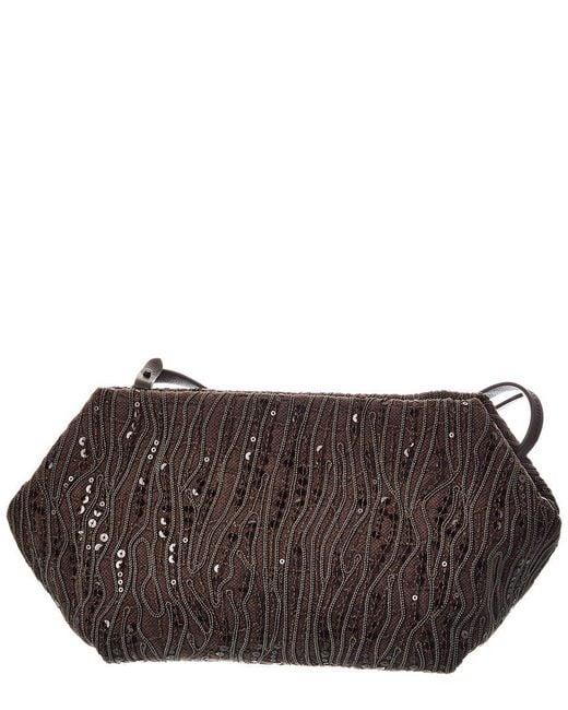 Brunello Cucinelli Brown Canvas & Leather Shoulder Bag