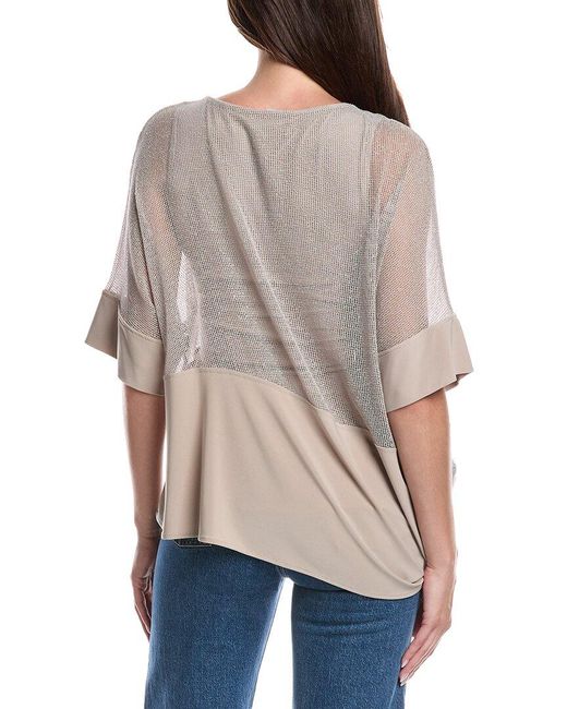 Joseph Ribkoff Gray Asymmetrical Hem Mesh Top