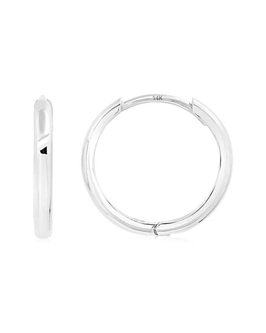 MaxColor White 14K Huggie Earrings