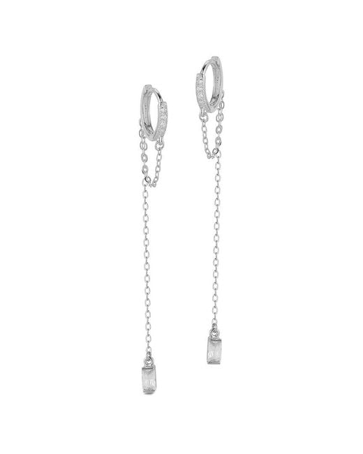 Glaze Jewelry White Rhodium Plated Cz Huggie Earrings