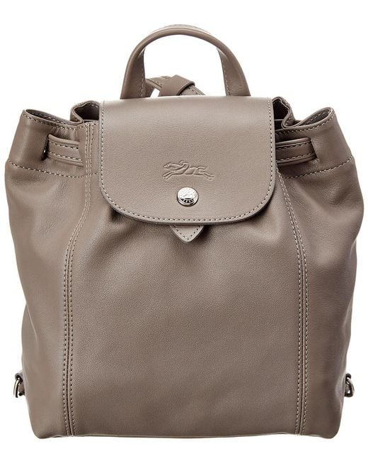 Longchamp Gray Le Pliage Cuir Xs Leather Backpack