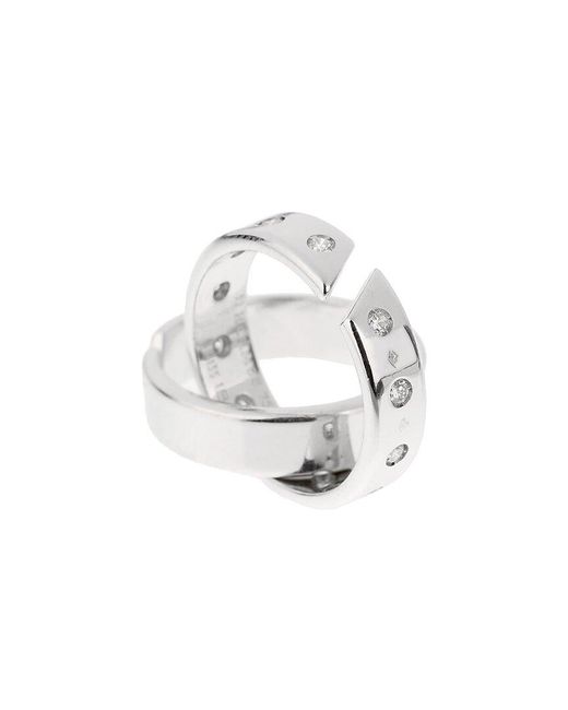 Hermès White 18K 0.40 Ct. Tw. Diamond Double Band Cocktail Ring (Authentic Pre- Owned)