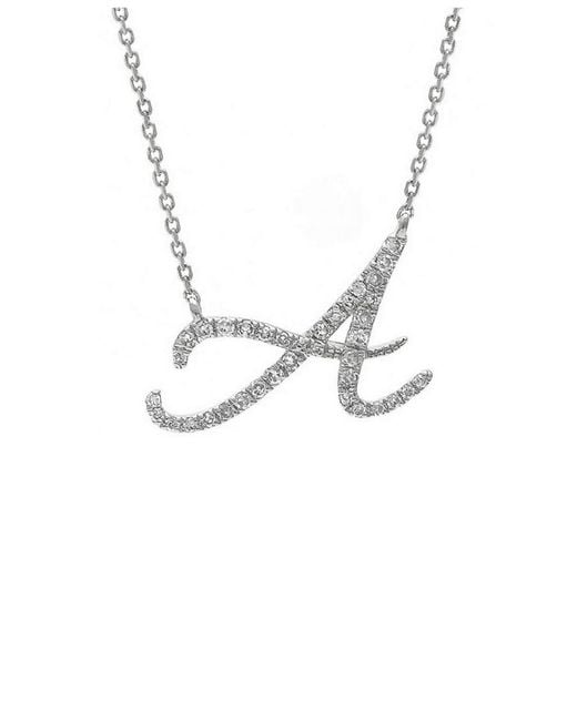Jane Basch Metallic 14k 0.16 Ct. Tw. Diamond Script Initial Necklace (a-z)