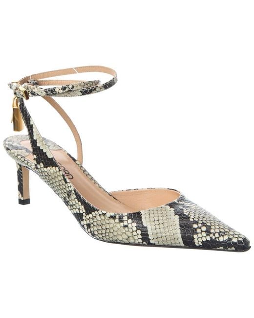 Tom Ford Metallic Macchia Snake-Embossed Leather Slingback Pump