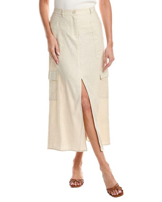 Max Studio Natural Linen-Blend Cargo Maxi Skirt