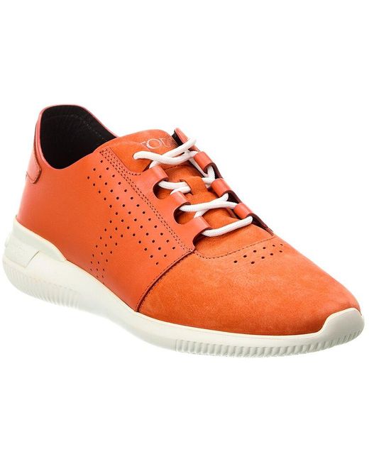 Tod's Orange Leather & Suede Sneaker for men