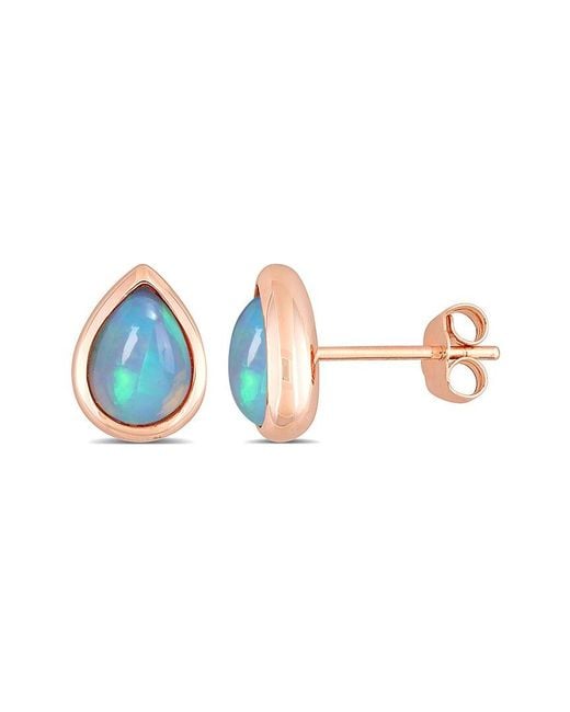 Rina Limor 10k Rose Gold 2.20 Ct. Tw. Blue Opal Studs