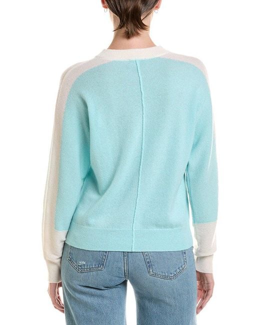 Forte Blue Pop Trim Dolman Cashmere Sweater