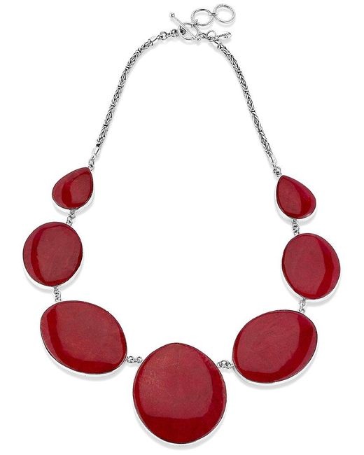 Samuel B. Red Silver Coral Byzantine Chain Necklace