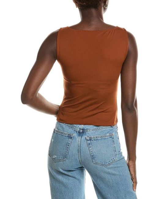 FRAME Blue The Ruched Sleeveless Top