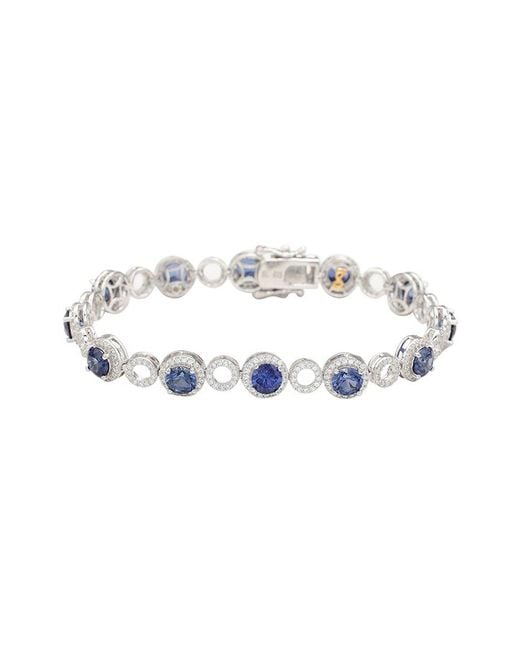 Suzy Levian White Silver 0.02 Ct. Tw. Diamond & Gemstone Bracelet