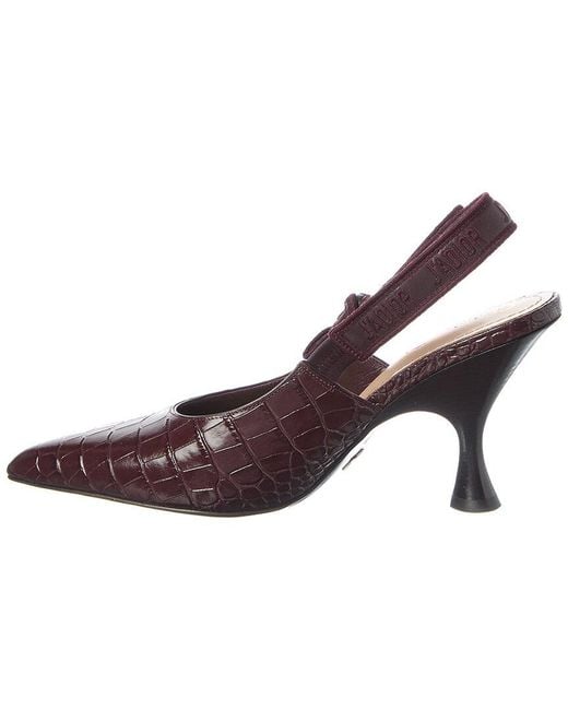 Dior Brown J'A Croc-Embossed Leather Slingback Pump