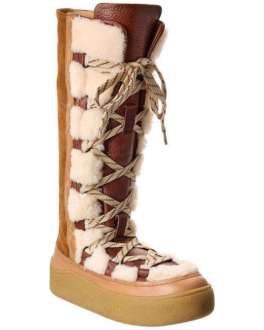 Free People Women's Brown Wilder Mukluk Suede & Shearling Boot