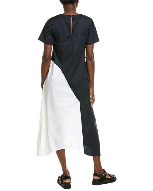 Alpha Studio Blue Girocollo Maxi Dress